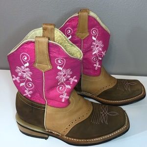Pink Cowgirl Leather Boots Made in Mexico